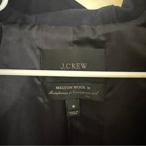 J. Crew Melton Wool Toggle Front Hooded Navy Blue Coat - Picture 3 of 4